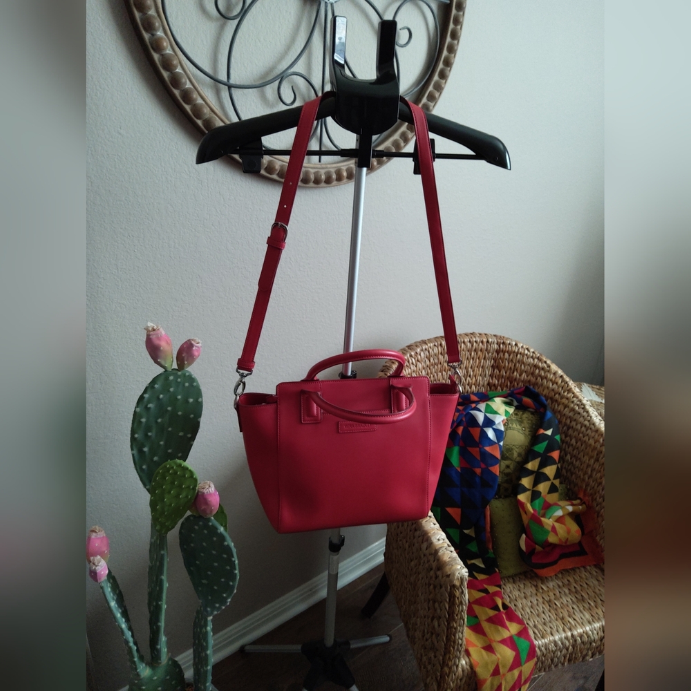 Vera Bradley Coral-Red Vegan Leather Shoulder Bag - Picture 5 of 10